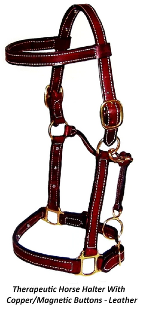The Therapeutic Horse Halter With Copper/Magnetic Buttons - Leather